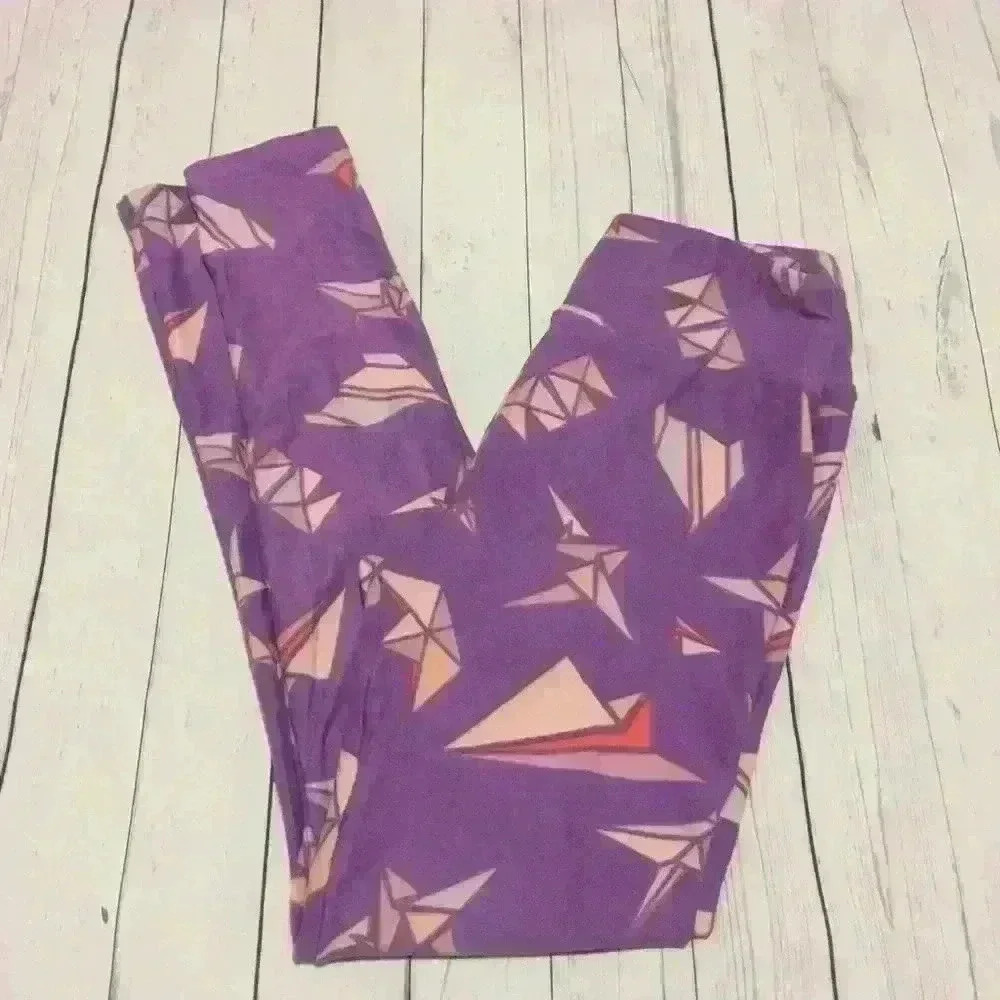 LuLaRoe tights paper plane purple one size